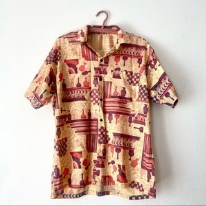 Vintage Thai Silk Vibrant Pottery Button Up Shirt